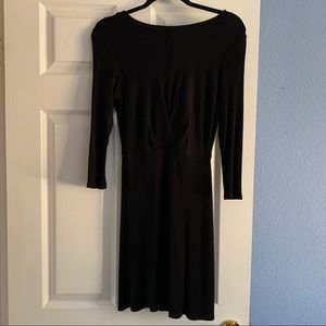 Aqua Black Ribbed 3/4 Sleeve Dress